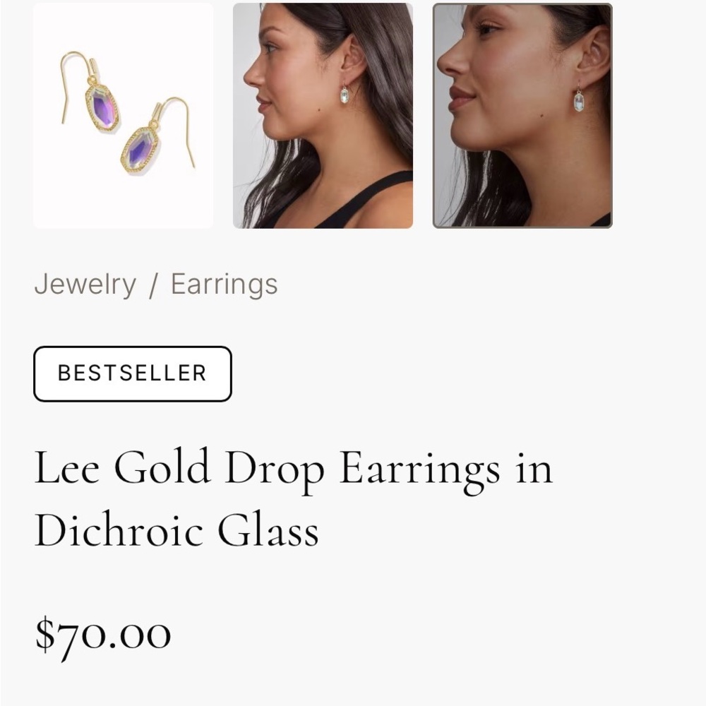 Kendra Scott Lee Gold Drop Earrings in Dichroic Glass NWOT